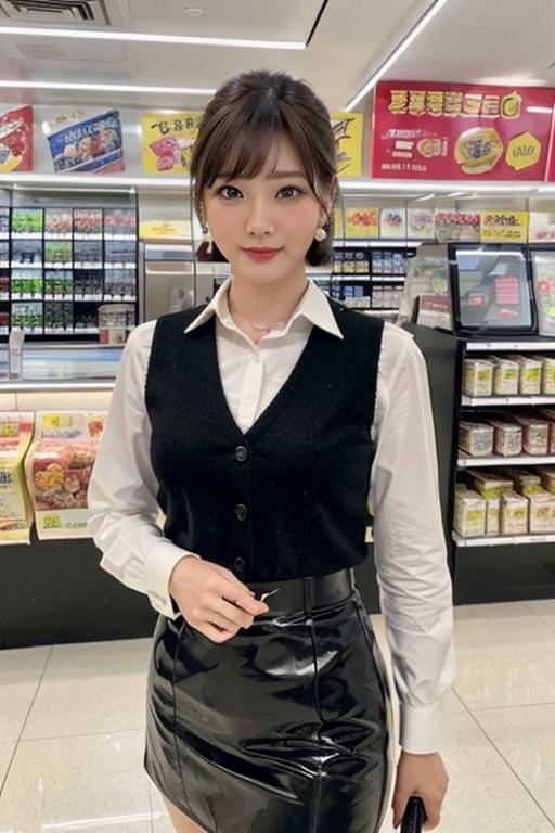 コンビニ客の事務服OL